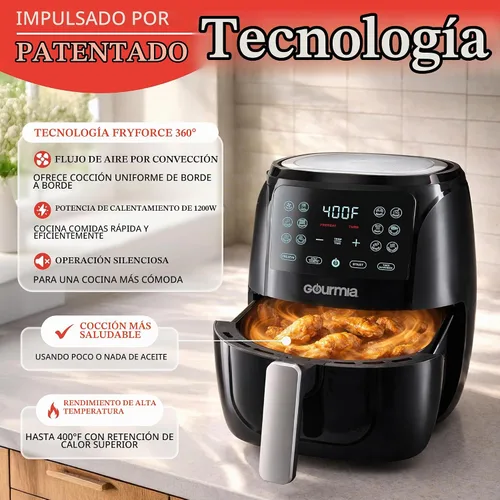 Vista 4 de Gourmia Freidora de aire - Capacidad de cesta de 4 cuartos de galón, 12