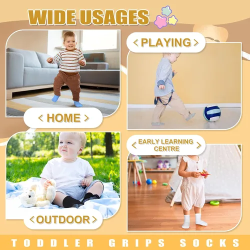 Vista 4 de SkiBeaut 15 pares de calcetines para niños pequeños, calcetines antideslizantes para niños y niñas, calcetines antideslizantes para niños de 1 a 10
