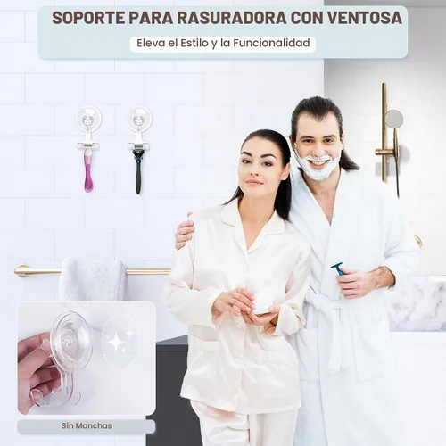 Vista 2 de VIS'V Soporte para maquinilla de afeitar con ventosa para ducha para él