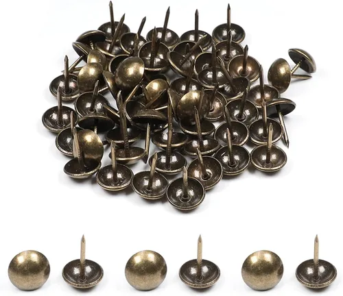 Vista 32 de MroMax 120 tachuelas de clavos para tapicería de 0.47 pulgadas de diámetro, hierro de estilo vintage, de metal, redondos, de 0.67 pulgadas de altura