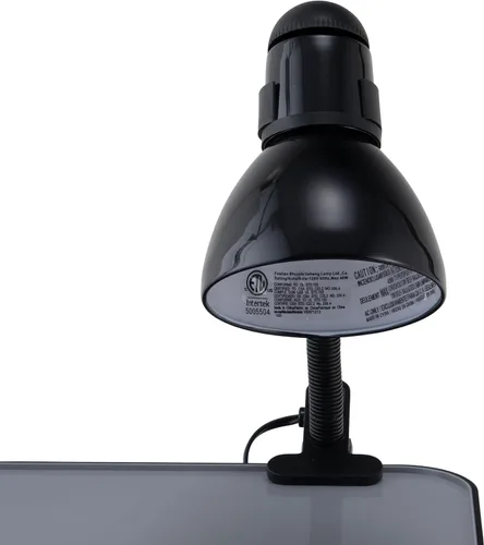 Vista 4 de V - Lámpara de escritorio ajustable color negro claro con clip de abrazadera resistente, lámpara de cuello de cisne flexible, luz de cama, lámpara