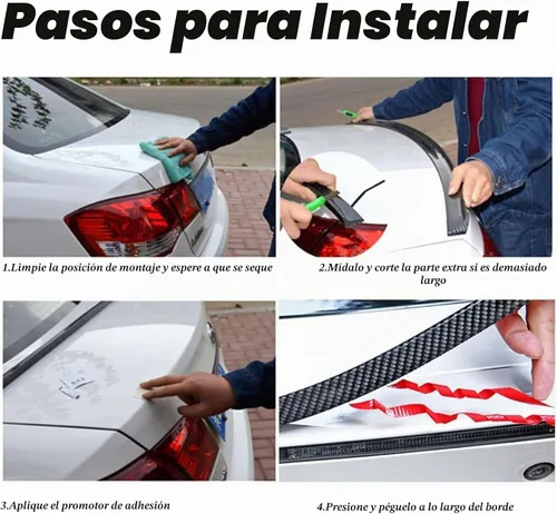 Vista 7 de TuTuYa Juego Universal de Alerón de Maletero de Fibra de Carbono, Kit de Alerón de Labio, 1.5m/4.92ft Alerón Universal para Coche, Barra de Alerón