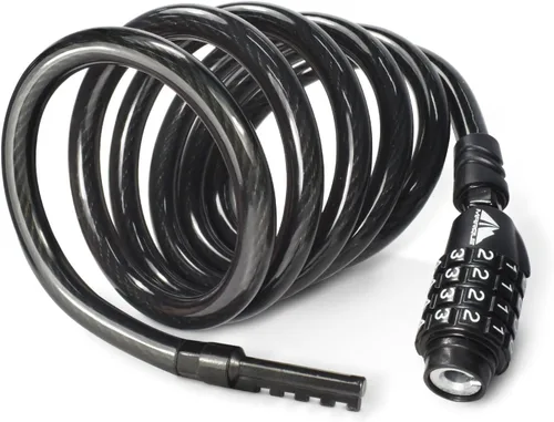 Vista 8 de MARQUE Cable de bloqueo de bicicleta de combinación de 3/8 pulgadas (5 pies, 10 pies, 15 pies, 25 pies) de bloqueo de combinación reiniciable, cable