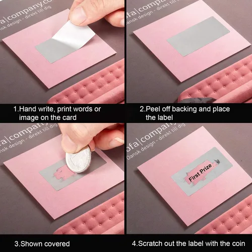 Vista 3 de Leinuosen 1000 calcomanías cuadradas de 2 x 1 pulgada, calcomanías plateadas para revelación de género, programas de recompensa, boletos para raspar