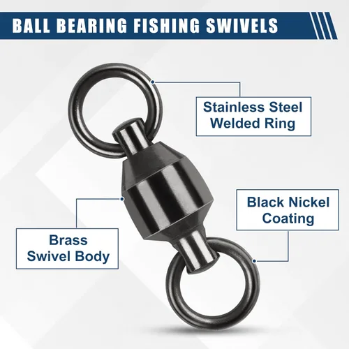 Vista 3 de Shaddock – 25 unidades 100 % cobre, 35lb-390lb, rodamientos de bolas de pesca de alta resistencia giratorios, conectores giratorios de pescado