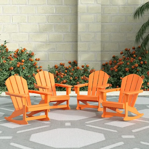 Vista 97 de WestinTrends Silla mecedora Malibu de poliéster para exterior/patio Adirondack, Negra