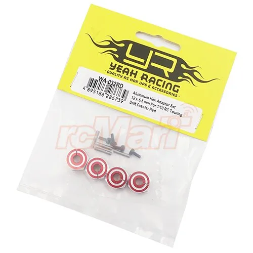 Vista 2 de Yeah Racing Juego de adaptadores hexagonales de aluminio 0.472x0.217 in para 1/10 RC Touring Drift Crawler Rojo #WA-032RD