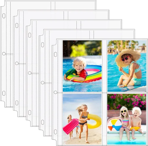Vista 10 de MaxGear Paquete de 30 fundas de fotos de 3.5 x 5 para carpeta de 3 anillos (240 imágenes), protectores de páginas de archivo de alta resistencia
