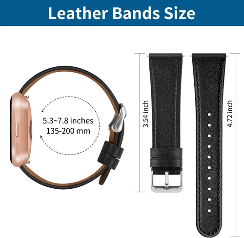 Vista 3 de Correas de cuero compatibles con pulseras Fitbit Versa 2 y Versa Lite, correa de cuero de repuesto clásica para Fitbit Versa SE para mujeres