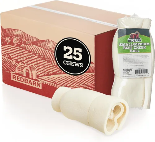 Vista 11 de Redbarn Pet Products Rollos de mejillas de res totalmente naturales para perros, mejillas de vaca sin granos, ricos en colágeno, disponibles