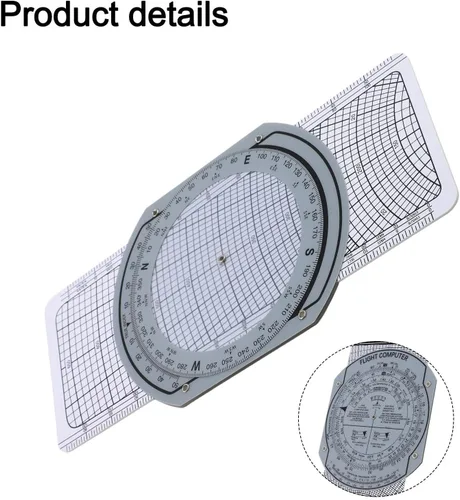 Vista 7 de E6B Flight Computer Plastic Aviation for plotter Tool Transparent ABS Flight Ruler for Pilot Training Aviation Slide Rule E6B Calculator for