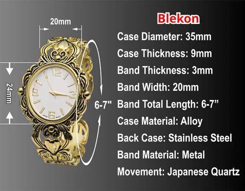Vista 2 de Blekon Collections - Reloj de pulsera de cuarzo japonés para mujer, estilo egipcio, estilo concho