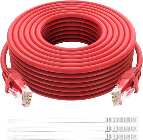 Vista 10 de Adoreen Cable Ethernet Cat 6 de 15 pies, negro, para exteriores e interiores, cable de red RJ45 largo redondo y sin enganches, POE, cable