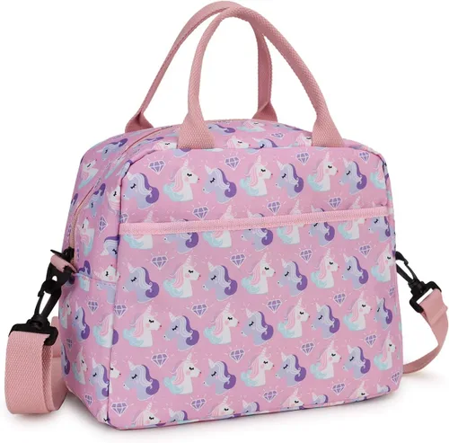 Vista 7 de VX VONXURY - Lonchera para mujeres y niñas, bolsa de almuerzo aislada, bonita bolsa de almuerzo con mariposa morada, contenedor de alimentos