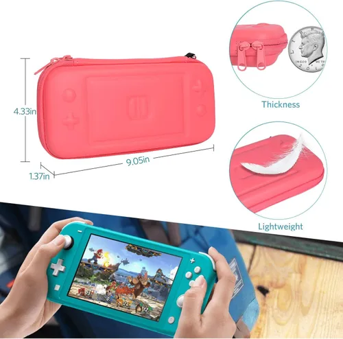 Vista 6 de CoBak Carrying Case for Nintendo Switch Lite - with 1 Screen Protector, 1 Grip Case and 4 Thumb Grip Caps, Ultra Slim Premium EVA Travel Pouch