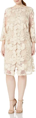 Vista 14 de Alex Evenings Vestido recto con cuello redondo y chaqueta para mujer de talla grande Paloma