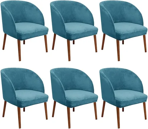 Vista 19 de Juego de 2 fundas de terciopelo elástico para sillas de comedor, con respaldo curvo moderno, protector de silla para sala de estar, dormitorio, Beige