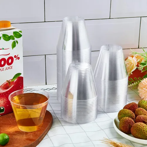 Vista 7 de JollyPack Paquete de 300 Vasos de Plástico Transparente de 9 OZ Vasos Desechables Resistentes para Beber para Navidad, Bodas, Hogar y Eventos