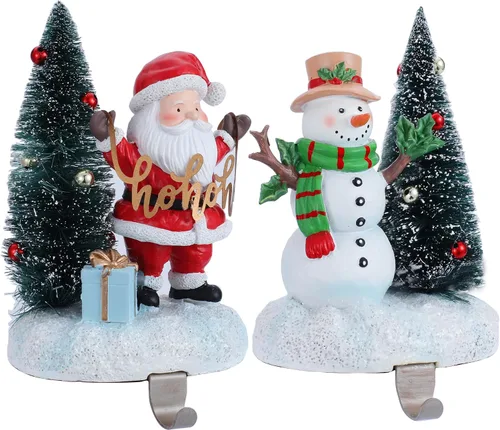 Vista 8 de 2 juegos de soportes para calcetines de Navidad para chimenea, manto de perro, guirnalda, clips para mantel, ganchos para calcetines, colgadores