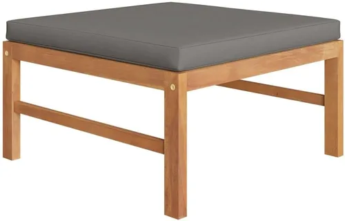 Vista 5 de Ensemble de Salon de Jardin en Teck Massif Gris 6 Pièces Résistant aux Intempéries, Canapé d'Extérieur Modulable Confortable avec Coussins Épais