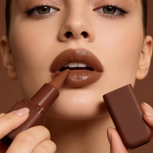 Vista 75 de BAISEN DIARY 2 en 1 doble punta mate delineador de labios y brillo de labios, lápiz combinado de labios marrón nude degradado, delineador de labios