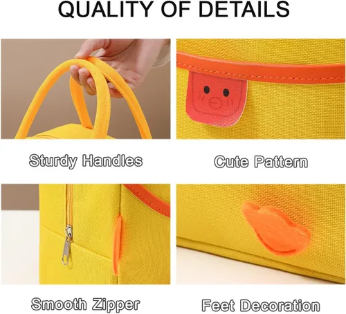 Vista 6 de Linda bolsa de almuerzo de pato Kawaii Animal Fiambrera reutilizable bolsa Beige