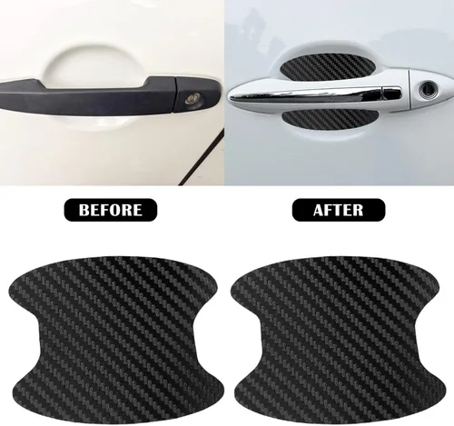 Vista 3 de kingsea 4 protectores contra arañazos para manija de puerta de automóvil, textura magnética extraíble de fibra de carbono 3D, textura de fibra