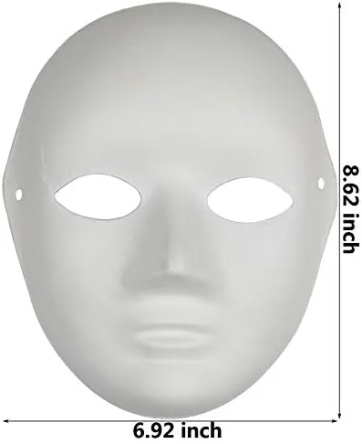 Vista 4 de 12 máscaras de papel maché de papel blanco, máscaras de cara completa, máscara pintable en blanco, disfraz para Mardi Gras, cosplay, baile