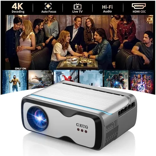 Vista 13 de Proyector de Alta Luminosidad 1800 ANSI Lumens, HDR10+, Soporte 4K, WiFi6 y Bluetooth, Smart Android TV con Aplicaciones, HDMI/USB, para Azul y Gris