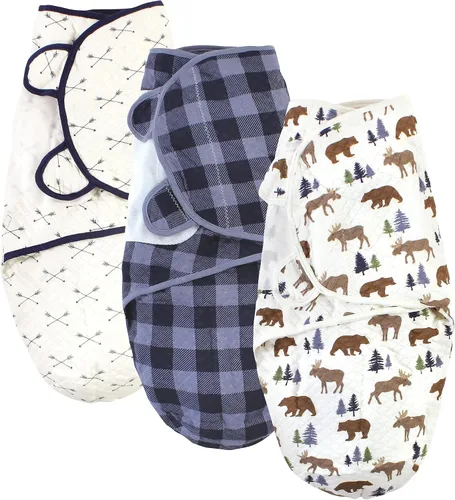 Vista 14 de Hudson Baby Envoltura de algodón acolchada unisex para bebé, 3 unidades, bosque de niños, 0-3 meses
