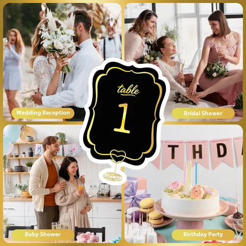 Vista 8 de Tarjetas de números de mesa del 1 al 30 números de mesa de boda azules con soporte, soportes de números de mesa, letreros de mesa de boda a granel