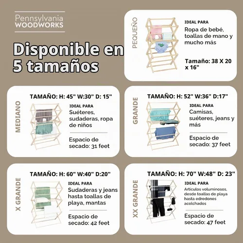 Vista 6 de Tendedero de Secado de Ropa: Tendedero de Lavandería de Madera Dura de Arce Macizo para Suéteres, Blusas, Lencería y Más, Tendedero de Secado