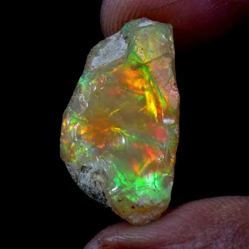 Vista 3 de Krishna Hai - Piedra en bruto de ópalo etíope negro ultra fuego, 11.60 unidades, piedras preciosas de cristales de roca de ópalo natural