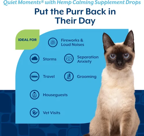 Vista 4 de NaturVet Hemp Quiet Moments - Gotas calmantes para gatos, 1 onza