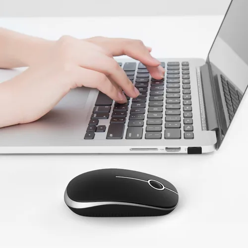 Vista 6 de VssoPlor Ratón inalámbrico, 2.4G Slim Portable Computer Ratones con Nano Receptor para Notebook, PC, Laptop, Computadora (negro y dorado)