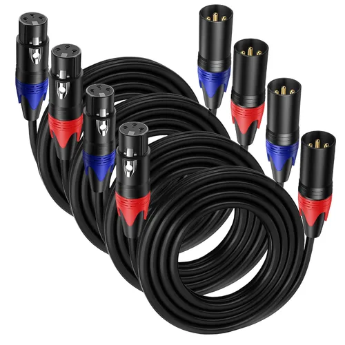 Vista 14 de Paquete de 2 cables XLR macho a hembra de 10 pies, cable de micrófono profesional equilibrado, cobre puro y blindaje dual, compatible