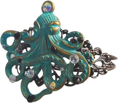 Vista 2 de Ursula Pulpo Brazalete Metal Steampunk Bajo el Mar