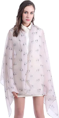 Vista 3 de Bufanda ligera con estampado de perro de bulldog francés
