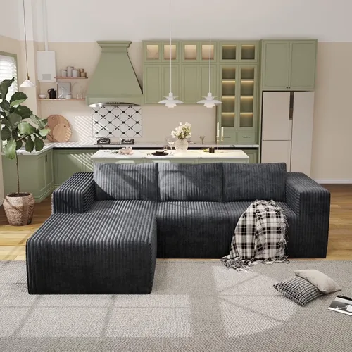 Vista 26 de Sofás modulares de pana otomana de 28.74 pulgadas para sala de estar, taburetes de sofá sin hueso, no requiere montaje, sofá profundo en una caja