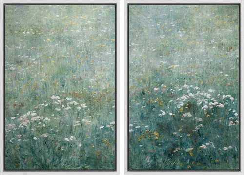 Vista 87 de IDEA4WALL Lienzo Enmarcado Impreso Arte de Pared Set Paisaje de Hojas de Palma de Selva de Mediados de Siglo Naturaleza Silvestre Ilustraciones Arte