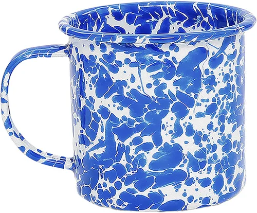 Vista 16 de Crow Canyon Home Splatter Enamelware - Taza grande de 16 onzas, color negro