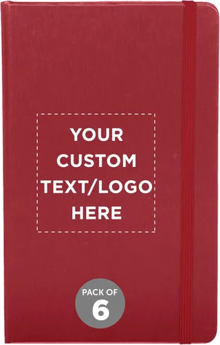 Vista 10 de DISCOUNT PROMOS Diarios personalizados de tapa dura con banda elástica de colores, paquete a granel personalizado, perfecto para la escuela