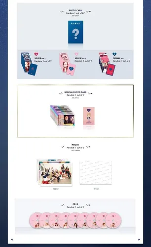 Vista 2 de JYP Ent. Twice - Signal [B ver.] (4º Mini álbum) CD+88p Photobook+1Photocard+1Photocard+1 Foto Especial+1 Foto+Juego de tarjetas de fotos extra