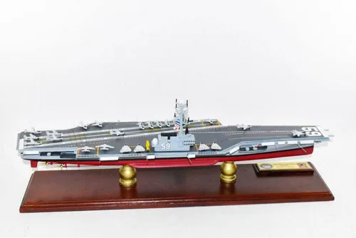 Vista 5 de USS Forrestal CV-59 Modelo de portaaviones, Marina, Modelo a escala, Clase Forrestal, Caoba