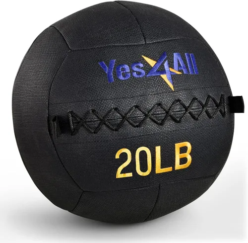 Vista 11 de Yes4All Bola de pared, bola de arena de hierro con peso de cuero suave para ejercicio multifuncional dinámico, 6 libras - 30 libras