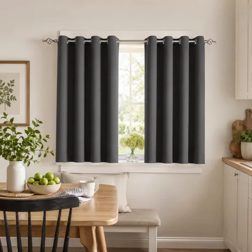 Vista 23 de Aquazolax Cortinas opacas de 45 pulgadas de largo, juego de 2 paneles para guardería, cortinas de tratamiento de ventanas con aislamiento térmico