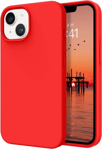Vista 15 de DOMAVER Funda de silicona líquida para iPhone 14 para mujeres y hombres, cojín de forro de microfibra de goma, funda suave a prueba de golpes