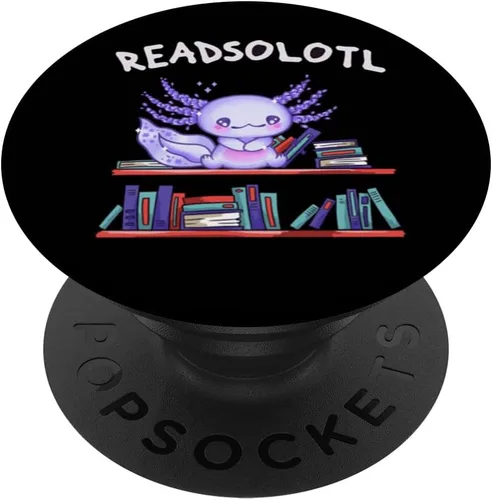 Vista 6 de Bibliotecario Axolotl gótico gótico amante de la lectura de libros PopSockets MagSafe PopGrip para iPhone