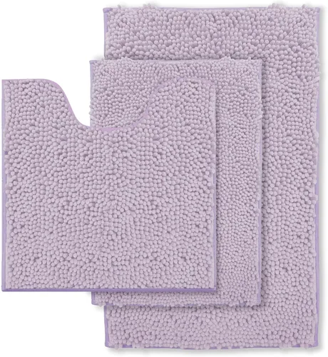 Vista 15 de Juego de 3 alfombras de baño antideslizantes de 3 piezas, alfombra de baño ultra suave, alfombra de baño absorbente y peluda, juego perfecto