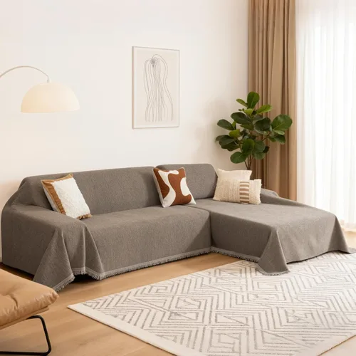 Vista 11 de MYSKY HOME Fundas de sofá seccional, funda para sofá, 2 piezas de funda de sofá en forma de L, funda deslizante para sofá de 2-3 cojines, manta